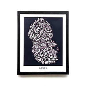 Mappa dell'isola di Arran / stampa 10 x 8 pollici