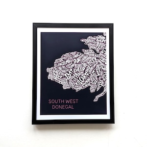 South West Donegal / stampa mappa 10 x 8 pollici
