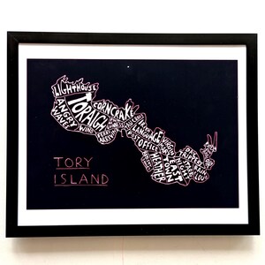 Carte de l'île Tory | Impression de carte de 10 x 8 po.