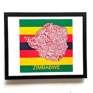 Simbabwe Landkarte, 10 in x 8 in, Druck