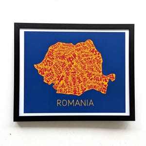 Rumänien Landkarte I 20 cm x 20 cm Druck
