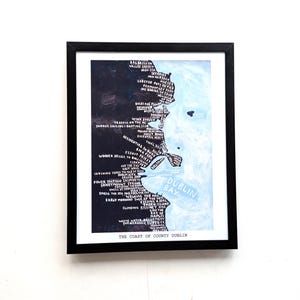 Mapa de la costa del condado de Dublín / Impresión de 10 x 8 pulgadas