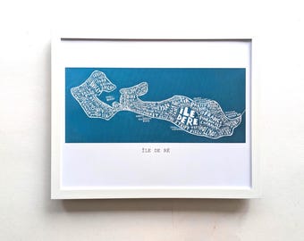 Carte de l'île de Ré I 10 x 8 pouces imprimée