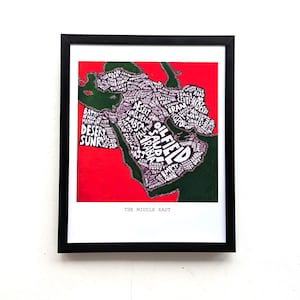 Naher Osten landkarte kunst I 25 cm x 20 cm Druck