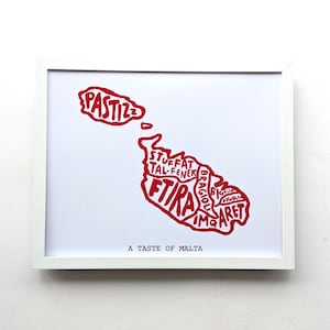 Food map of Malta, 10in x 8in