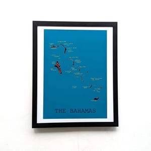 Carte des Bahamas I 10 x 8 pouces imprimée