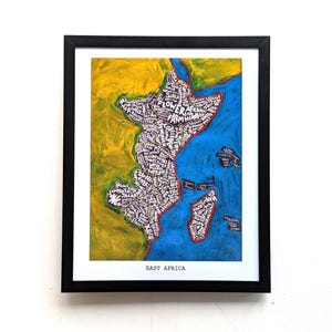 Carte de l'Afrique de l'Est | Impression 10 x 8 po.