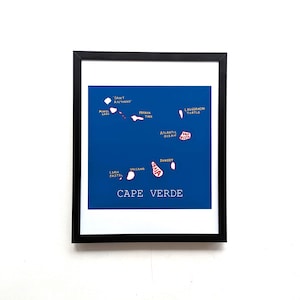 Mapa artístico de Cabo Verde, impresión de 10 x 8 pulgadas