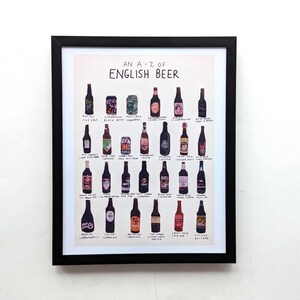 une bière anglaise de A à Z | Impression de carte de 10 x 8 pouces