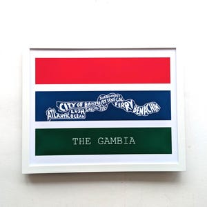 Carte de la Gambie, impression I 10 x 8 pouces