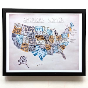 Karte amerikanischer Frauen, 20 x 20 cm Druck