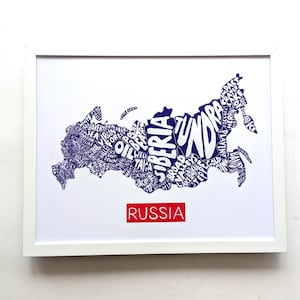 Mappa della Russia arte / stampa mappa 10 in x 8 in