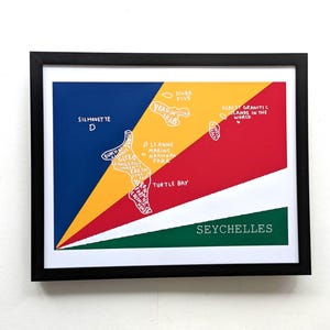 Carte des Seychelles, impression I 10 x 8 pouces