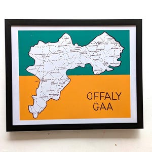 Carte des clubs GAA d'Offaly | Impression 10 x 8 po.