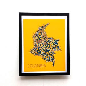 Mapa de Colombia I 10 pulgadas x 8 pulgadas impresa