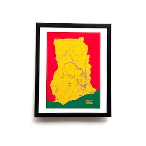 Ghana Karte Kunst | 10 in x 8 in Druck