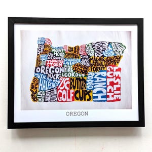 Art de la carte de l'Oregon I 10 x 8 po.
