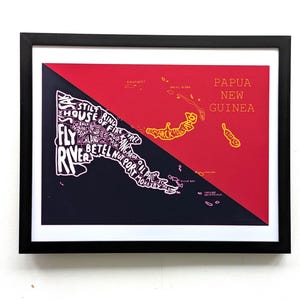 Kaart van Papoea-Nieuw-Guinea I 10 x 8 inch gedrukt