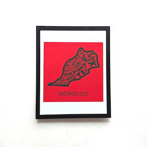 Carte du Maroc I 10 x 8 pouces imprimée