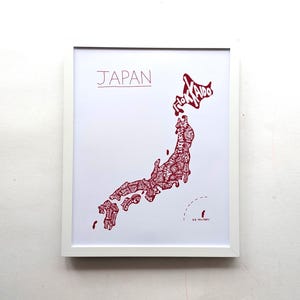 Carte du Japon, impression I 10 x 8 pouces