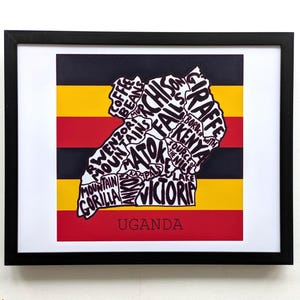 Carte de l'Ouganda, 10 x 8 pouces en impression