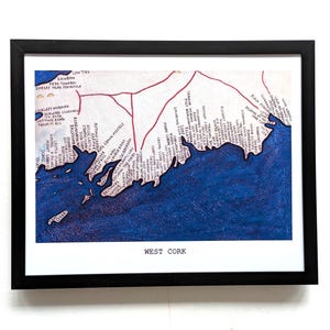 Mappa della costa del West Cork / stampa 10 x 8 pollici