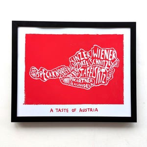 Un assaggio dell'Austria, mappa 10 x 8 pollici