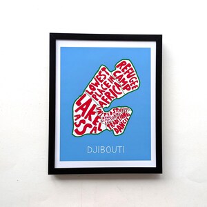 Carte de Djibouti, impression I 10 x 8 pouces