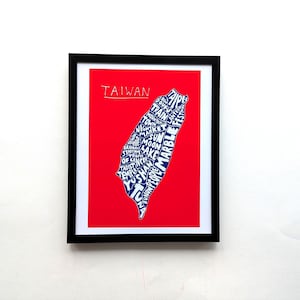 Mappa di Taiwan arte I 10 in x 8 in stampa
