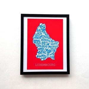 Mappa del Lussemburgo I 10 in x 8 in stampa