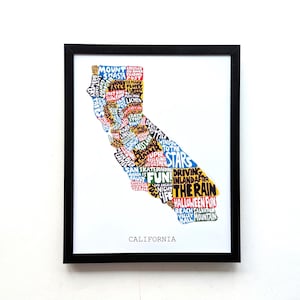 Kalifornien Bundesstaat Karte |  10 in x 8 in Druck
