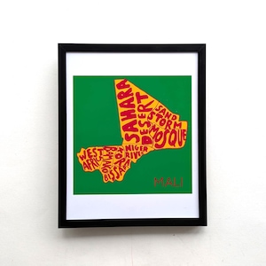 Carte Afrique du Mali I 10 x 8 pouces imprimée