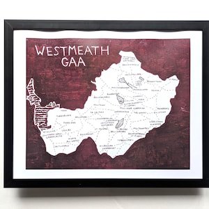 Mappa del club GAA di Westmeath, stampa 10 x 8 pollici