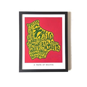 Bolivia map of food print