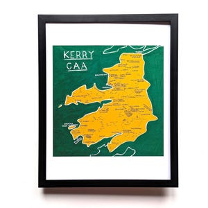 Carte des clubs du Kerry GAA | 20 x 10 pouces imprimés