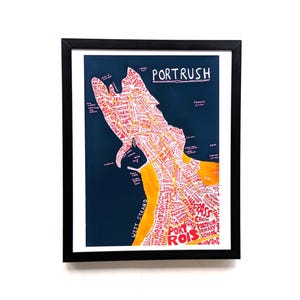 Portrush Karte | 10 in x 8 in Druck