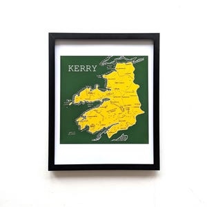 Contea di Kerry Irlanda / stampa mappa 10 x 8 pollici