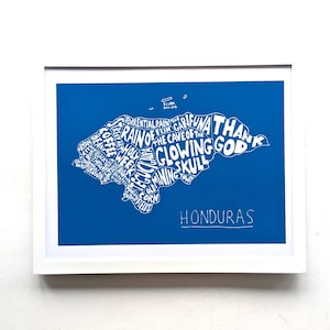 Carte du Honduras I 10 x 8 pouces imprimée