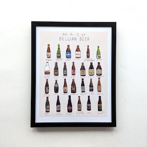 Cerveza belga de la A a la Z / Impresión de mapa de 10 x 8 pulgadas