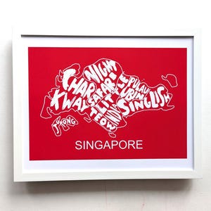 Mapa artístico de Singapur, impresión de 10 x 8 pulgadas