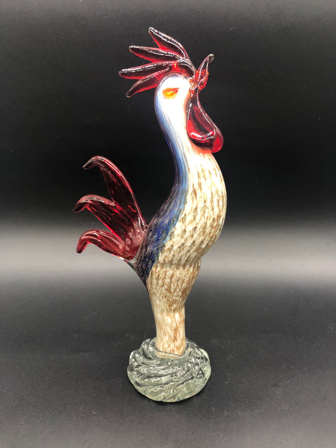 Midcentury murano art glass cockerel handmade Etsy