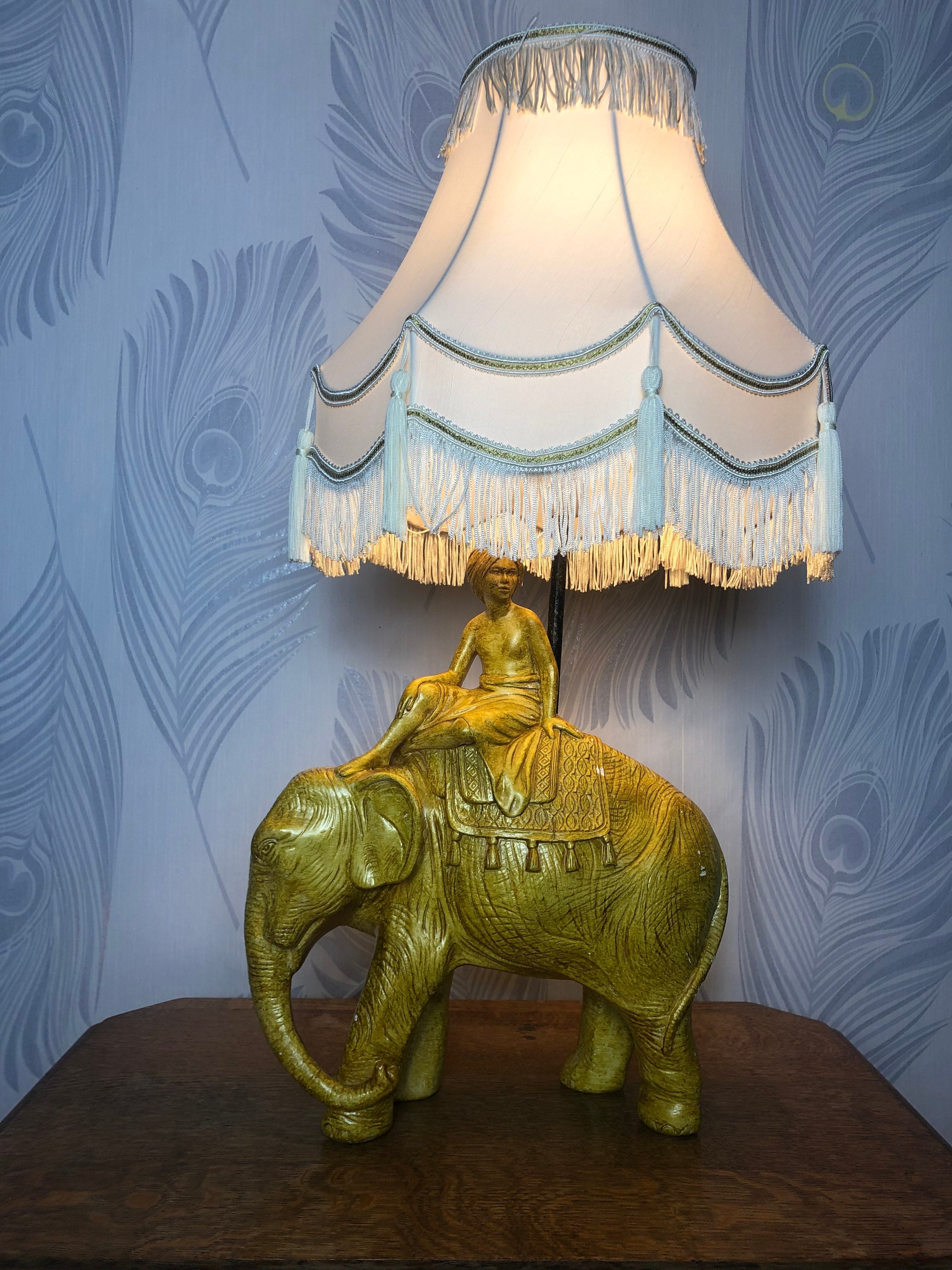 Early 20th century elephant table lamp with shade Etsy