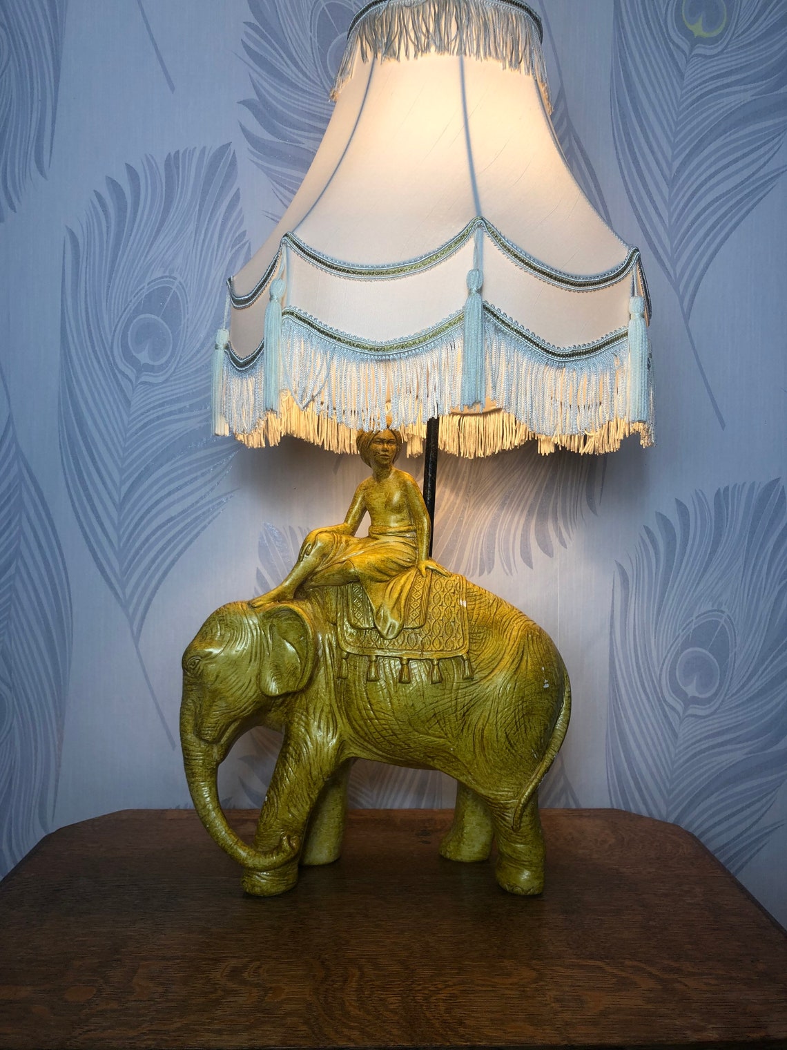 Early 20th century elephant table lamp with shade Etsy