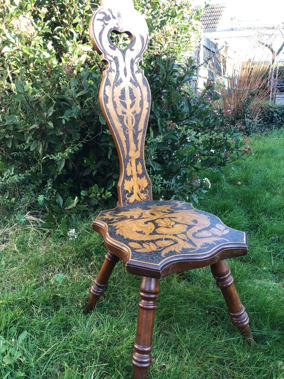 A Stunning Antique Welsh Spinning Chair Poker Work Dragon Etsy