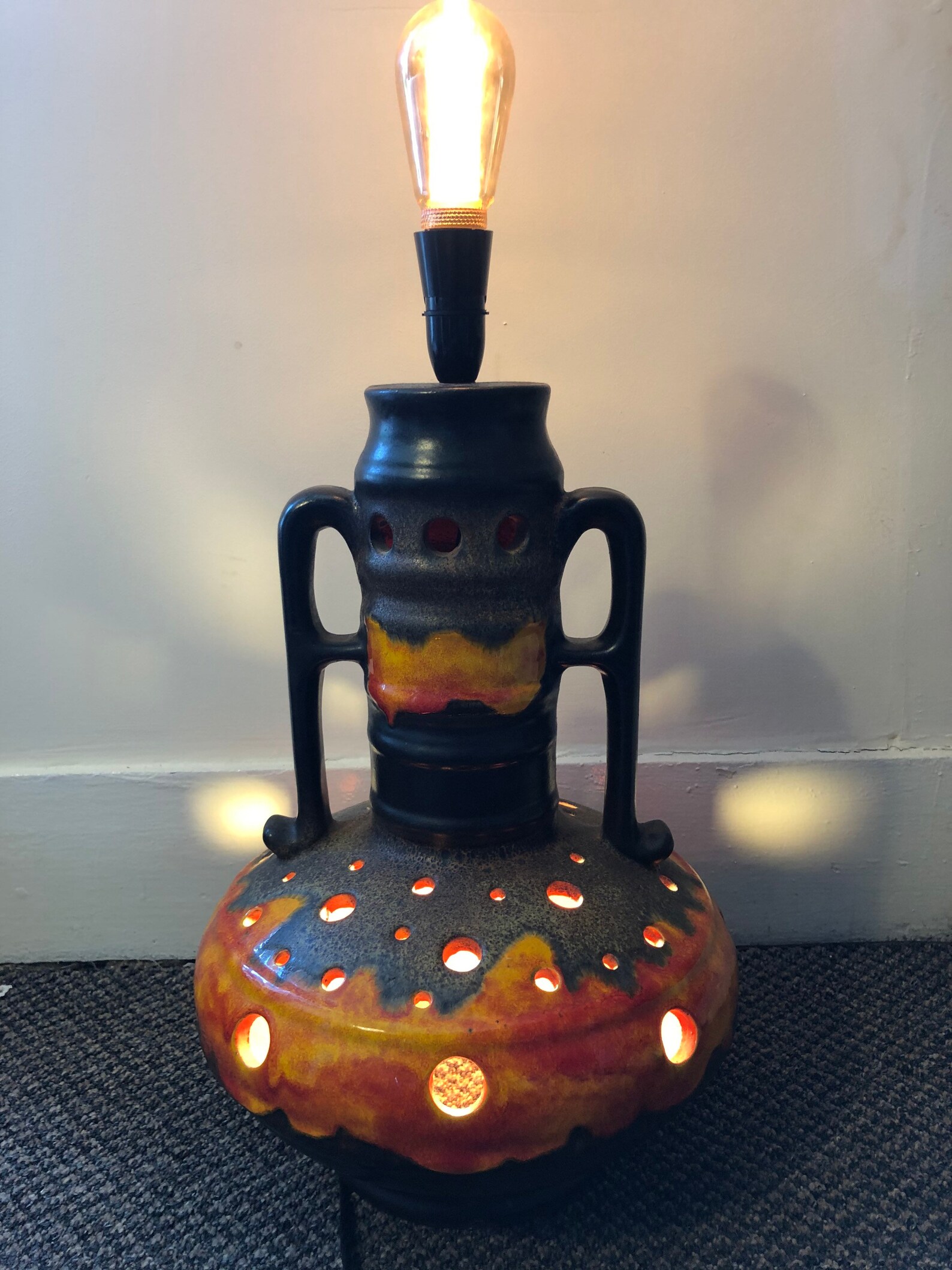 A stunning midcentury fat lava west German pottery floor lamp Etsy