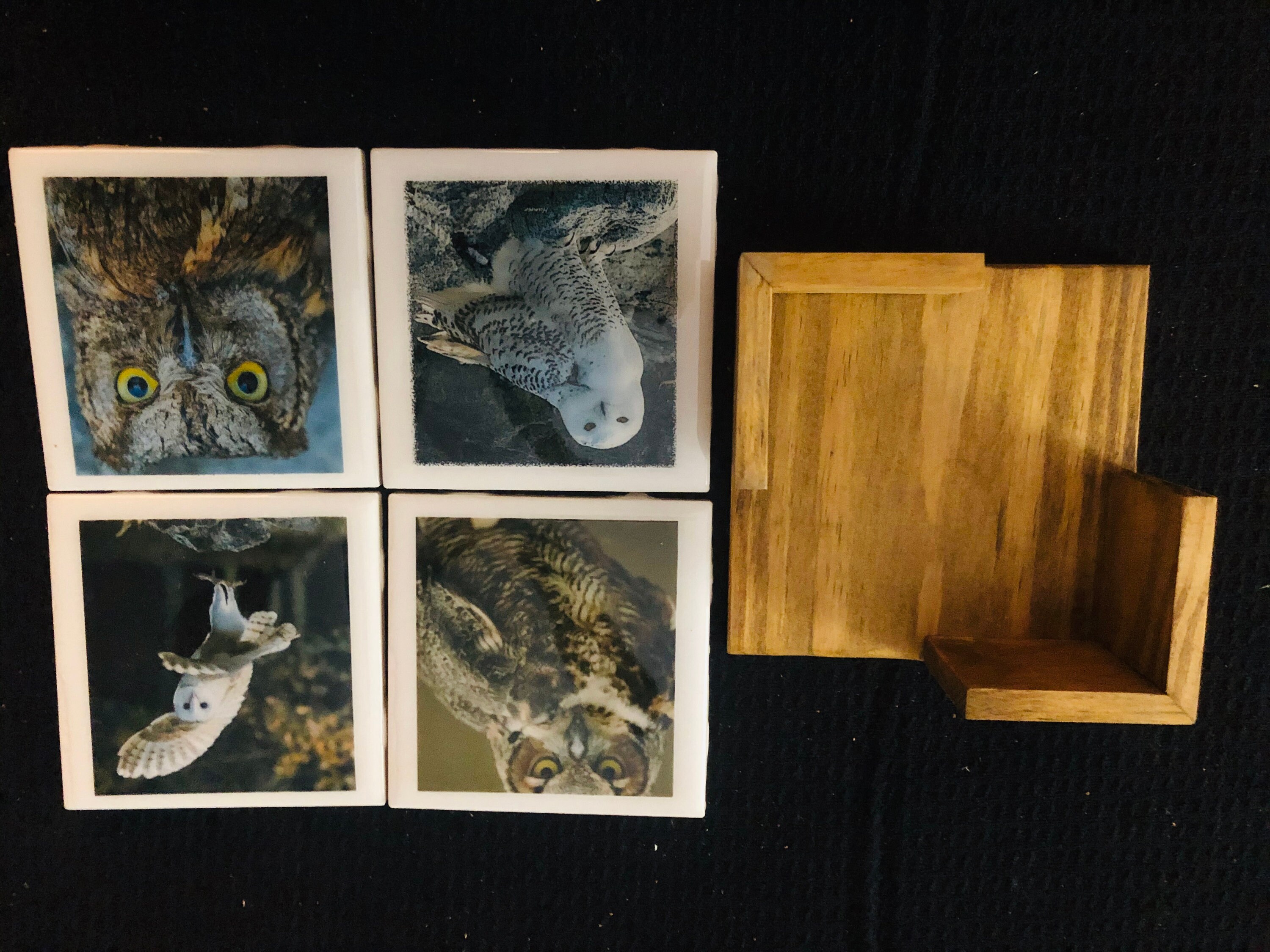 Ceramic coasters with wood holder set of 4 coasters Etsy