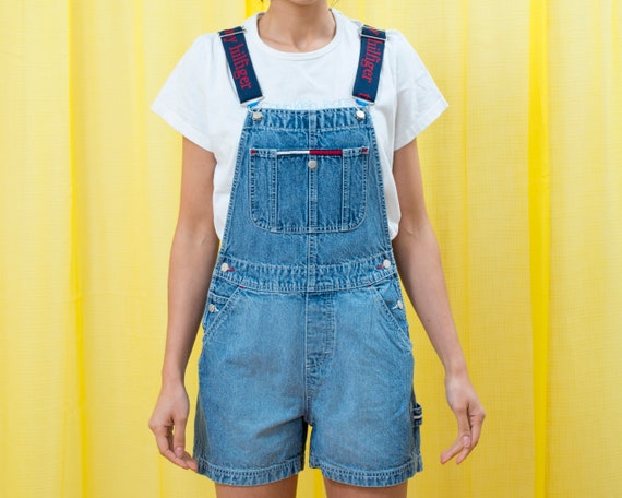 90s tommy hilfiger denim overall shorts 