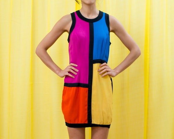 Rainbow Colorblock Mondrian Dress Etsy