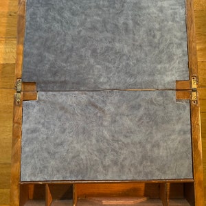 Antique Victorian Walnut Lap Desk with Gray Marble Velvet Slope
