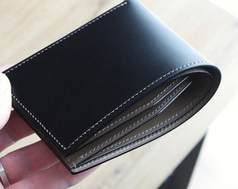 Mens luxury leather bifold wallet, handmade leather wallet,  black leather wallet, gift for him, buttero leather wallet, gift for men